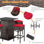 Tangkula 5 Piece Outdoor Rattan Bar Set, Patio Bar Furniture - Image 7