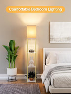 Floor Lamp with Shelves, Modern Corner Display Standing Column Shelf Lamp - Image 6