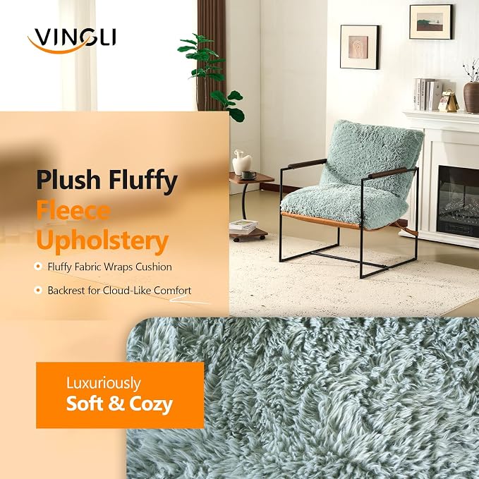 VINGLI 28" Wide Plush Upholstery Sling Modern Accent Chairs Set of 2, Reading - Image 4