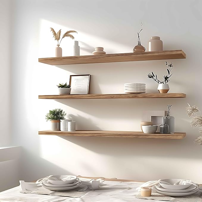 YYWUOJJ Wood Floating Shelves for Wall Decor, Rustic Wall Shelves for Bedroom - Image 5