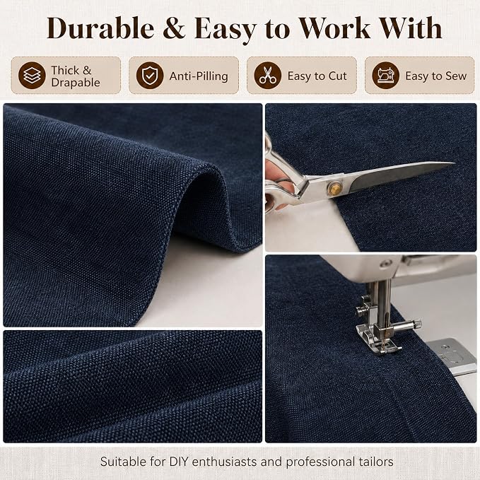 Mini Chenille Linen Blend Upholstery Fabric by the Yard, 57 Inch Wide Soft - Image 5