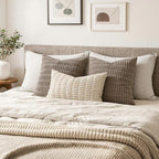 MIULEE Lumbar Corduroy Decorative Throw Pillow Covers 12x20 Cream White | Pack - Image 4