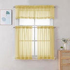 Chyhomenyc Mustard Yellow Short Sheer Curtains 36 inch Length, Light Filtering - Image 2