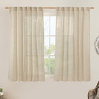 Linen Semi Sheer Curtains 48 Inch by LAMIT