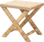 Bali & pari Farica Modern Bohemian Natural Rattan and Mahogany Accent Bench by balipari