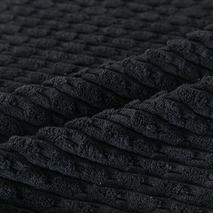 Set of 4 Black Decorative Throw Pillow Covers 22x22 Inch Corduroy Pillow Covers - Image 5