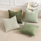 MIULEE Soft Corduroy Decorative Throw Pillow Covers Light Green 18x18 | Set of 4 - Image 6