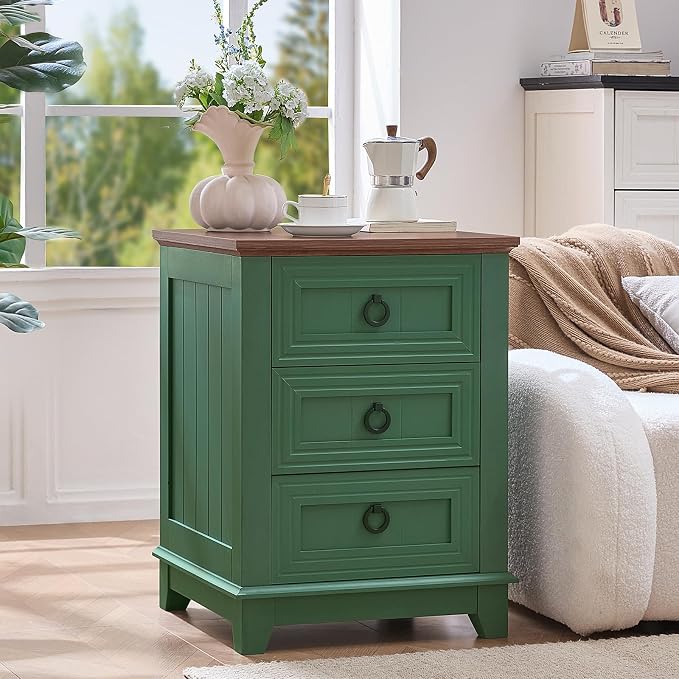 Joaxswe Farmhouse Night Stand, Sofa Bed Side Table Chest of Drawers, Wood - Image 6