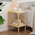 LUCKNOCK Solid Wood Side Table, 2-Tier Small End Table - Image 2