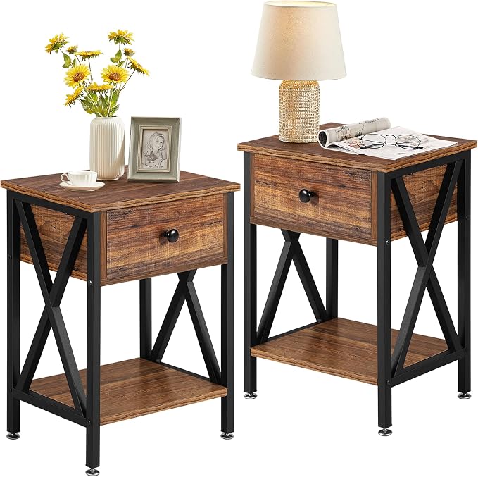 VECELO Nightstands Set of 2, Modern Bedside End Tables, Night Stands by VECELO