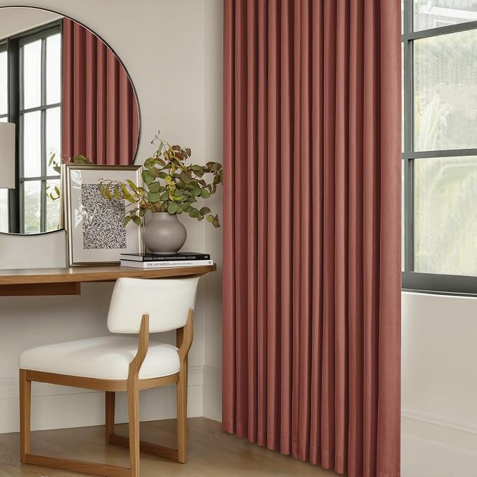 Firebrick 63 Inch Blackout Pleated Linen Curtains - Image 8