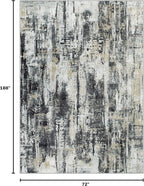 6x9 Area Rugs for Living Room: Washable Abstract Black Grey Gold Carpet | - Image 2