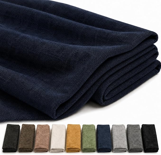 Mini Chenille Linen Blend Upholstery Fabric by the Yard, 57 Inch Wide Soft by Laklinlin