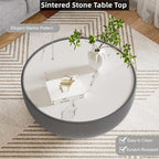 SSLine Bowl-Shape Coffee Table Modern Sintered Stone Top Coffee Table in Grey - Image 6
