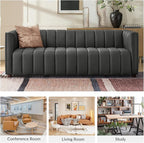 HULALA HOME 83" Genuine Leather Sofa - Image 5