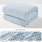 Exclusivo Mezcla Soft Waffle Fleece Bed Blanket King Size, Heather Blue | - Image 7