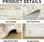 5x7 Area Rugs for Living Room: Washable Abstract Beige Grey Badroom Carpet | - Image 6