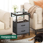 Huuger Nightstand with Charging Station, Fabric Drawers, End Table with Open - Image 6