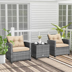 Tangkula 3 Pieces Wicker Patio Furniture Set, Outdoor Rattan Conversation - Image 4