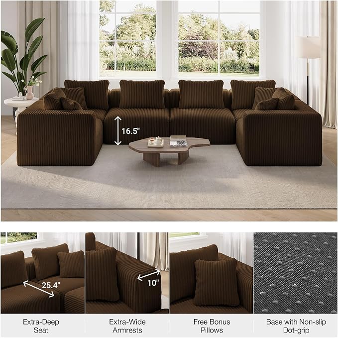 Novilla 106" Modular Sectional Sofa, Modern Cloud Sectional Couch - Image 7