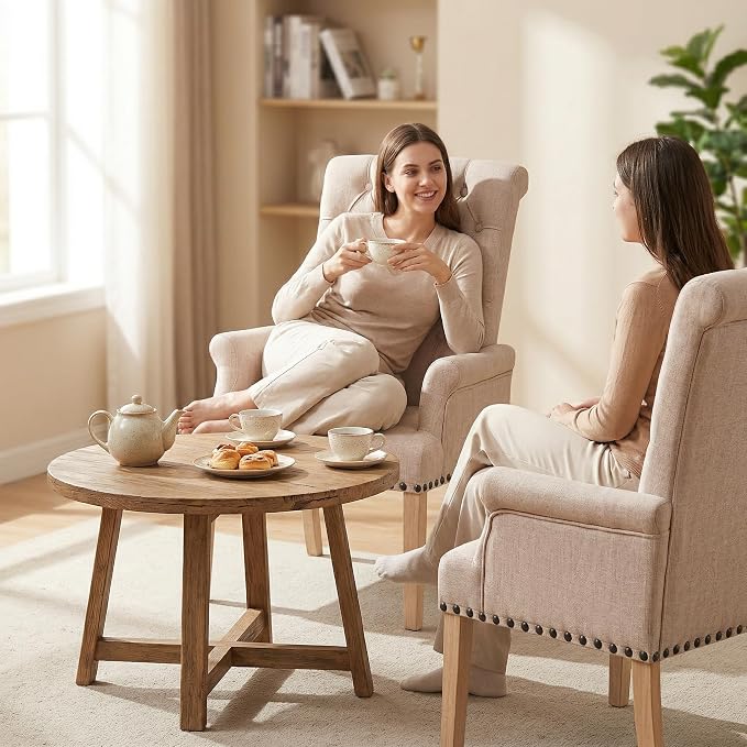 Modern Upholstered Fabric Dining Chairs Set of 2, Accent Chairs - Image 3