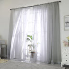 Chyhomenyc Extra Long Sheer Curtain Panels 96 Inches, Voile Top Dual Rod - Image 2