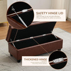 WUTUTUEE 50" Faux Leather Storage Ottoman Bench, Upholstered Rectangle End of - Image 3