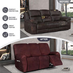 ANARACHON Leather Look Recliner Couch Cover, 8-Pieces Stretch Recliner Sofa - Image 6