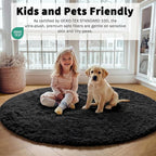 Black Round Area Rugs 5ft, Soft Bedroom Circle Rug Floor Mats - Image 4