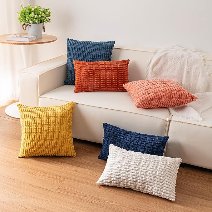 Aegero Pack of 2 Corduroy Decorative Throw Pillow Covers 12x20 Inch - Image 6