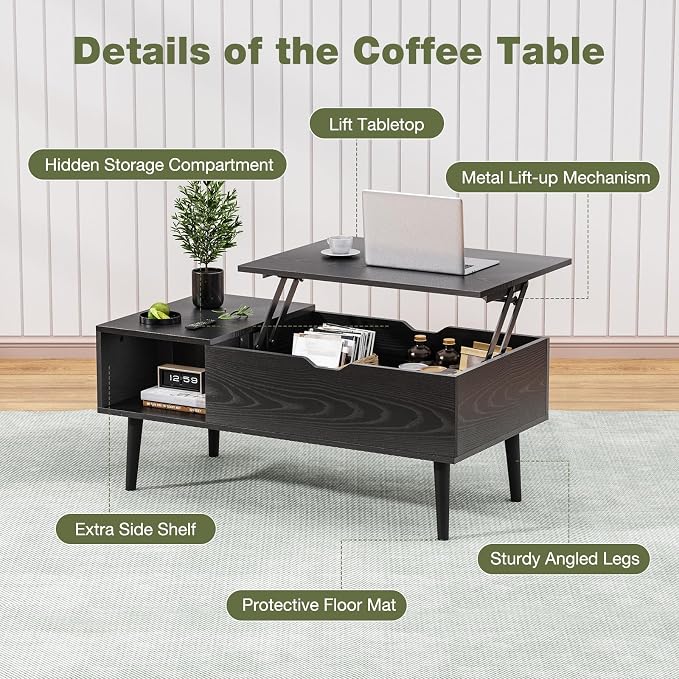 OLIXIS Wood Lift Top Coffee Table - Image 8
