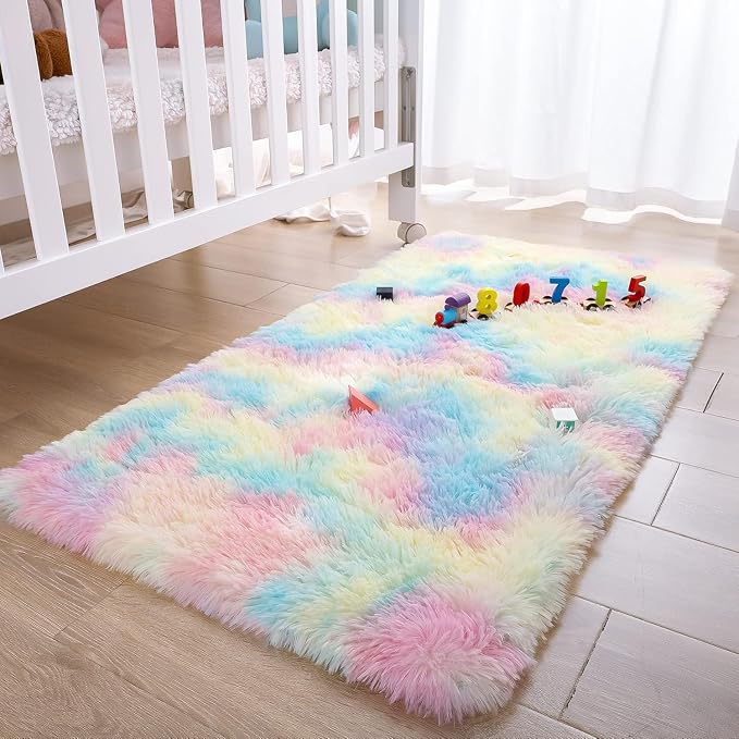2x3 Rainbow Fluffy Soft Area Rug Non-Slip - Image 4
