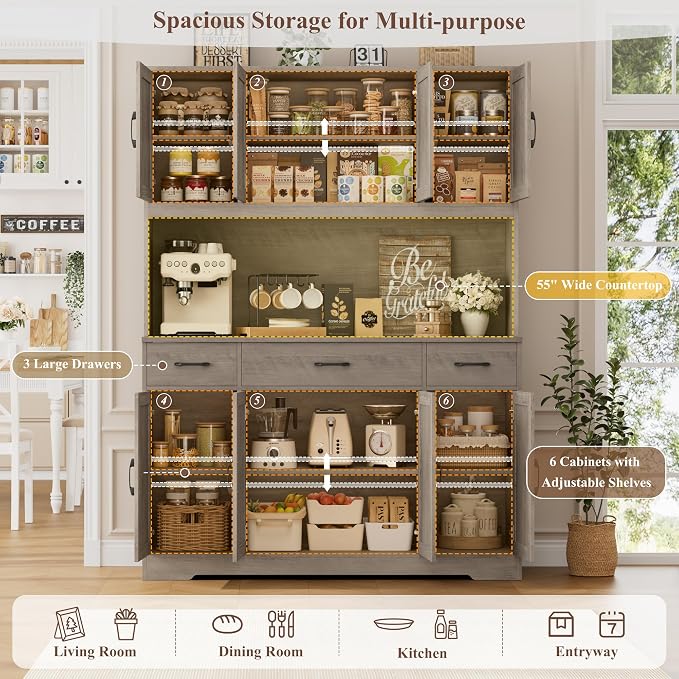 HOSTACK 71" Tall Pantry Cabinet - Image 4