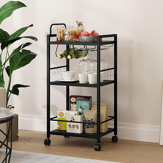 Bar Cart for The Home, 3 Tier Kitchen Carts - Image 3