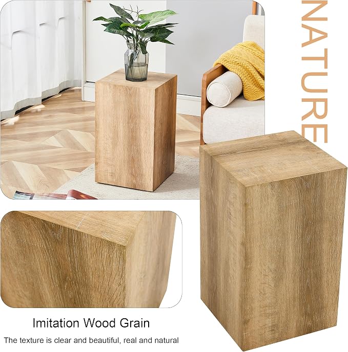 Rustic Natural Rectangular End Coffee Table, Modern Elegant Bedside Nightstand - Image 3