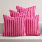 MIULEE Faux Fur Plush Decorative Throw Pillow Covers 18x18, Hot Pink | Set of 4 by MIULEE