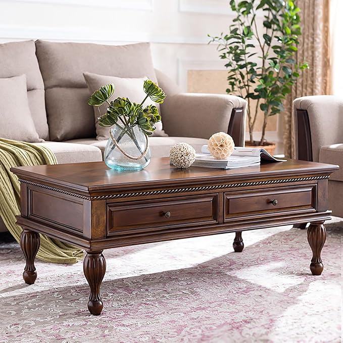 Vintage Wood Coffee Table for Living Room - Image 2