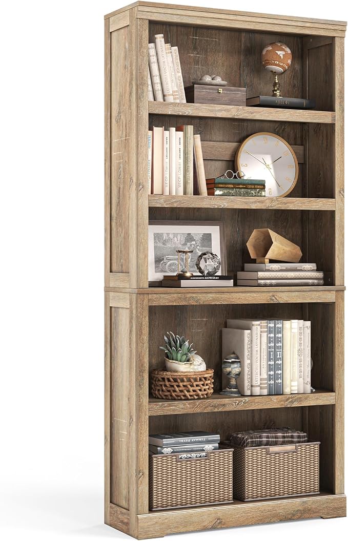 LINSY HOME 5-Shelf Bookcase, Bookshelves Floor Standing Storage Shelves 68 in by LINSYHOME
