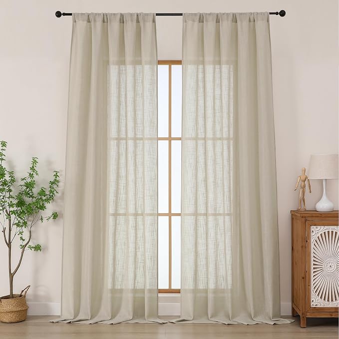 Chyhomenyc Extra Long Semi Sheer Curtains 108 Inches Long 2 Panels Set by Chyhomenyc