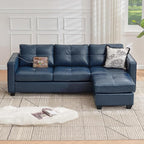 TYBOATLE 88" W Blue Faux Leather L Shaped Sectional Couches w/Side Pockets - Image 9