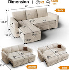 Sunny Heart 82" L Shaped Sectional Sleeper Sofa Bed - Image 2