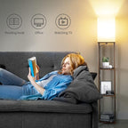 SUNMORY Floor Lamp with Shelves, Modern Square Standing Lamp with 3 Color - Image 5