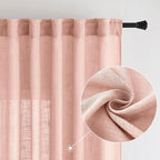 MIULEE Blush Pink Linen Curtains 52x108 Inches Long 2 Panels - Image 2