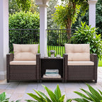 Greesum 3 Pieces Patio Furniture Sets Outdoor PE Rattan Wicker Chairs - Image 3