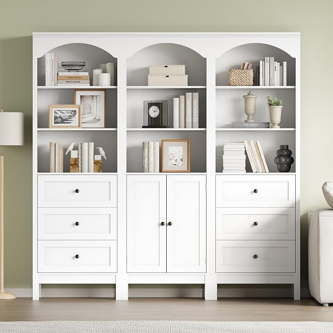 Bookshelf with Drawers, Floor Standing Display Storage Cabinet - Image 6