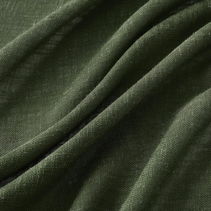 MIULEE Olive Green Linen Curtains 52x102 Inch Length 2 Panels - Image 4