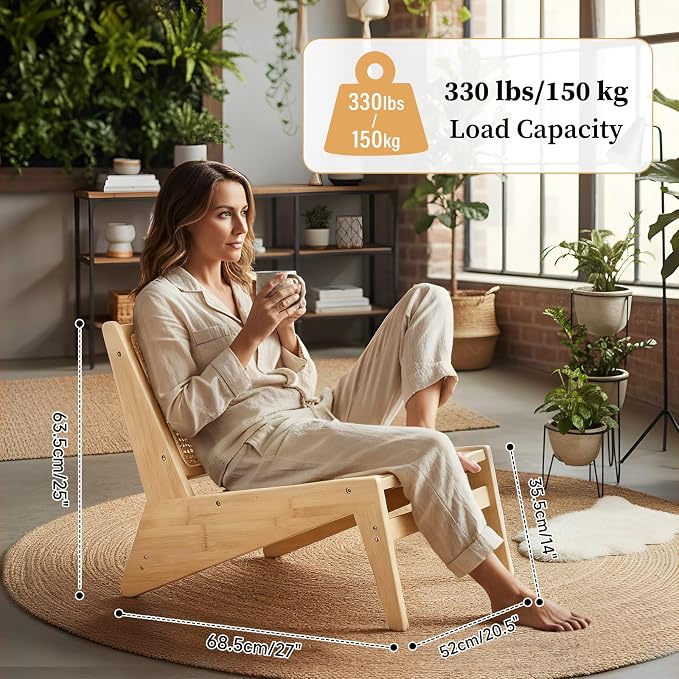 Furlide Rattan Chair 2Pcs, Mid Century Modern Accent Chair, Leisurely Reading - Image 2