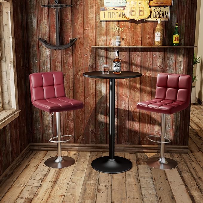 Homall Bar Stools Modern PU Leather Adjustable Swivel Barstools, Armless - Image 7
