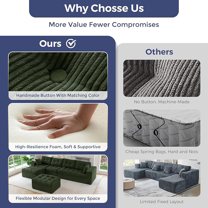 MAXYOYO 132" U Shaped Modular Sectional Sofa - Image 5