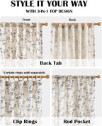 Black Vintage Floral Linen Curtains Farmhouse 38W X 84L 2 Panels | Elisa Series - Image 4